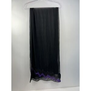 Cejon Black One Size Black Sheer Scarf ~With Sequins Bling New W Tags 68x18 in